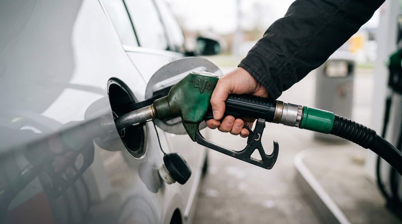 Auto wordt getankt bij een tankstation
