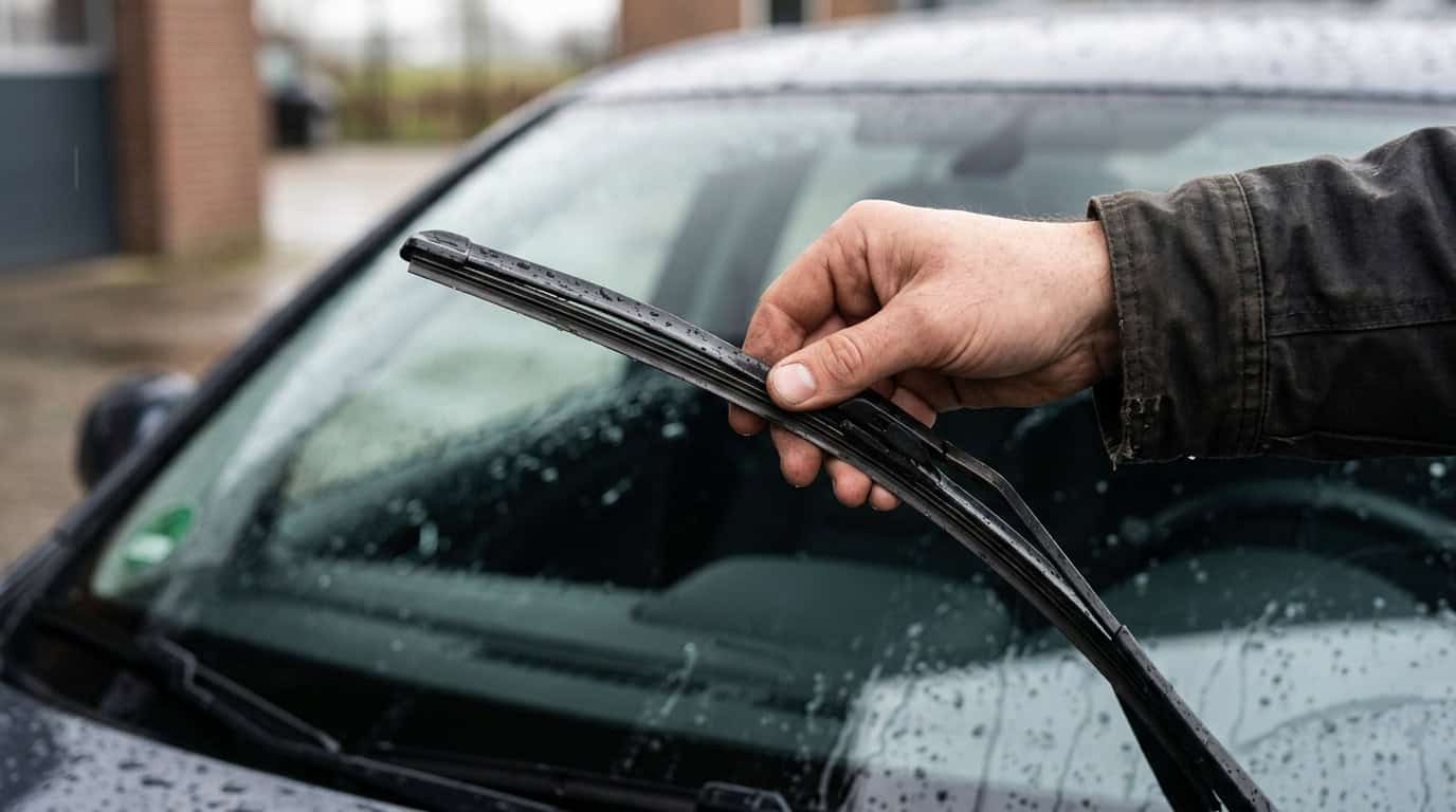 Ruitenwisserblad controleren op een natte voorruit